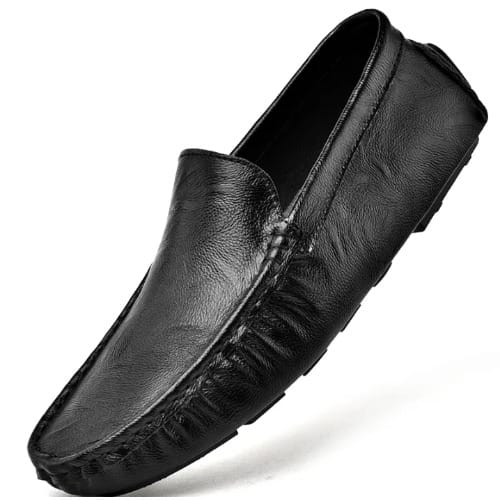 Mens Vintage Leather Loafers - Black