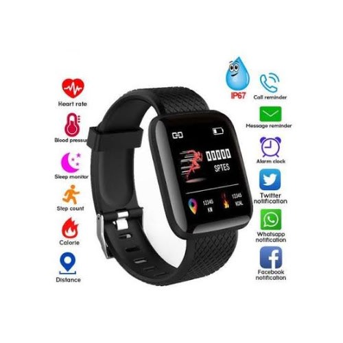Smart Watch With Heart Rate Monitor - Black