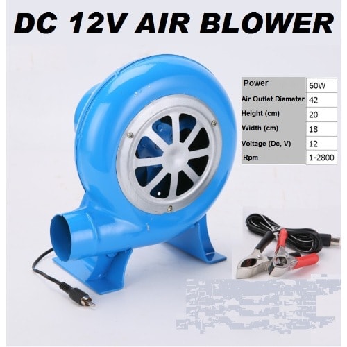 Dc Electric Air Blower  With Wired Alligator Clip - 12v - 60W