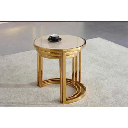 3 In 1 Side Stools Round - Gold