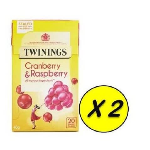 Twinings Cranberry & Raspberry Tea Bags - 40g - Packs Of 2