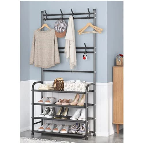 Cloth Rack Organizer For Hat/bag And Shoe 4 Layers- Black