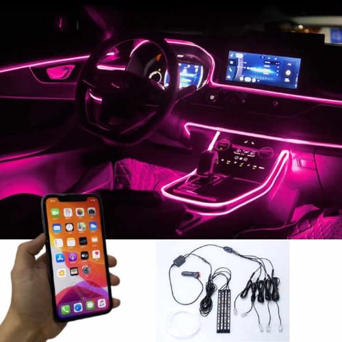 Car Accessories Interior Decorate Atmosphere Light - Rgb Led Fiber Car Led Strips App Am - 12v