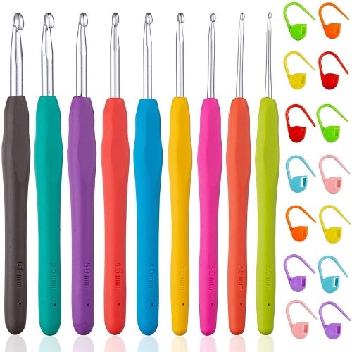 Vodiye - Crochet Hooks - Ergonomic Handle For Arthritic Hands - 23 Pieces