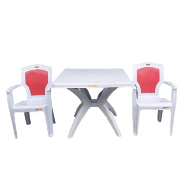 Plastic Chairs And Table - White