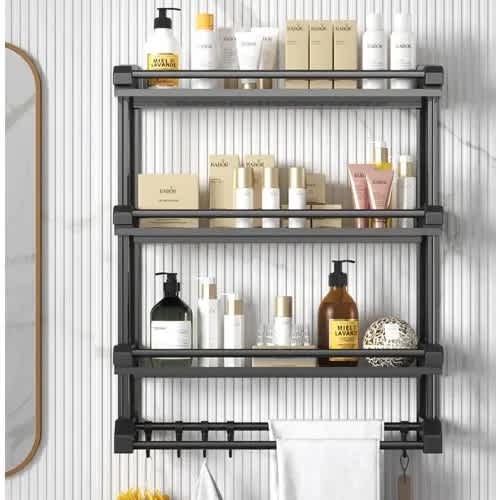 3 Tier Bathroom Storage Rack With Towel Hanger