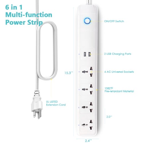 Smart Tuya WiFi Universal Power Extension Socket With 2 USB
