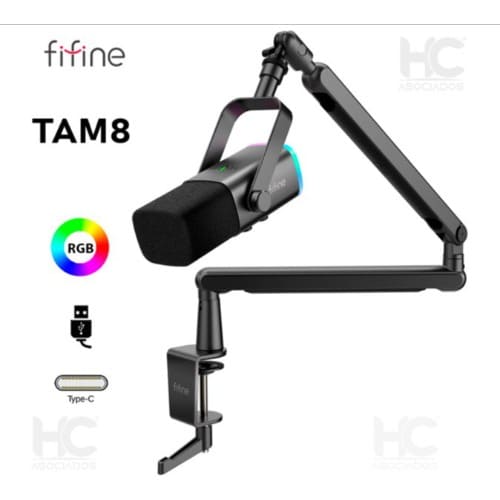 TAM8 Fifine Wired Podcast Xlr/usb Microphone Kit with Heavy Duty Boom Arm / Pc / Compute / Gaming
