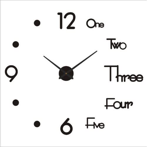 3d Wall Clock Black Color 130cm
