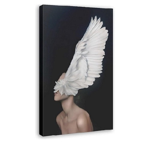 Nordic Abstract Feather Woman Wall Canvas - 12x18inch -30x45cm