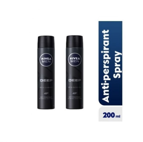Deep Anti-perspirant Spray For Men, 48h - 200ml - Pack Of 2