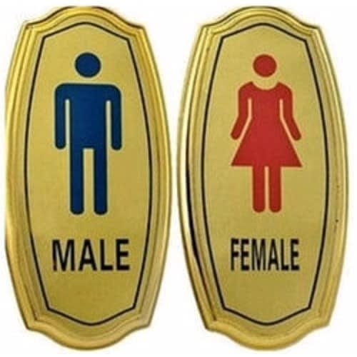 Product / Male & Female Toilet Door Sign - Gold - 2Pcs