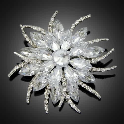Crystal Acrylic Brooch Pin - White