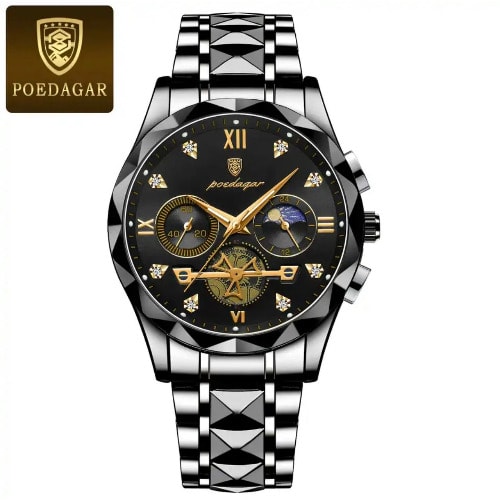 Poedagar Watch With Box And Carrrier Bag - Black