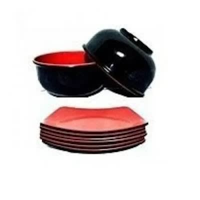 Unbreakable Ceramic Curved And Flat Plates - 12 Pcs