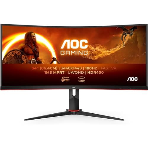 34" WQHD VA 180Hz 1ms GTG HDR400 Curved Gaming Monitor With Speakers