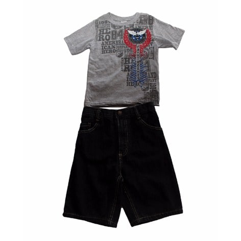 Athletic Graphic Tshirt & Jeans Short - Grey