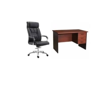 High Back Leather Office Chair & Office Table