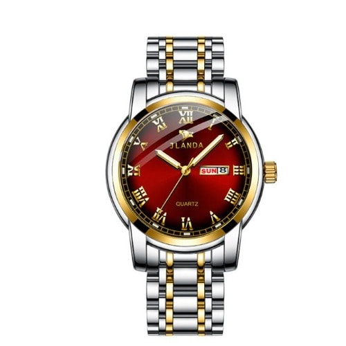 Jlanda Red Surface With Gold Edgewater Watch