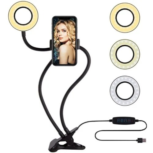 Professional Live Streaming Ring Light - Microphone With Cell Phone Holder