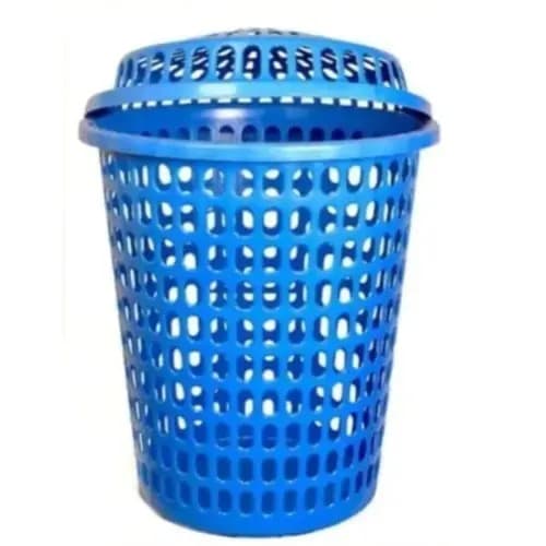 Laundry Basket With Lid - Plastic - Blue - 50L