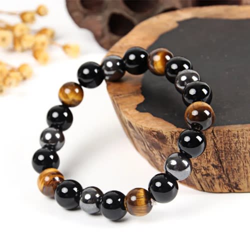 Non Break Elastic Tiger Eyes Beaded Bracelet
