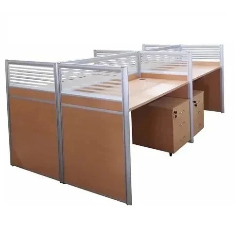 Workstation 4 Seater - Brown