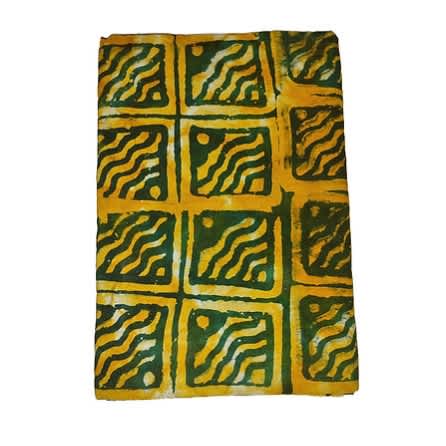 Handcrafted Batik Cotton Fabric - Abstract Yellow & Green - Approx. 5 Yards