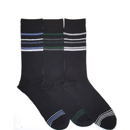 3-in-1 Emporium Cotton Socks - White Multi-stripe