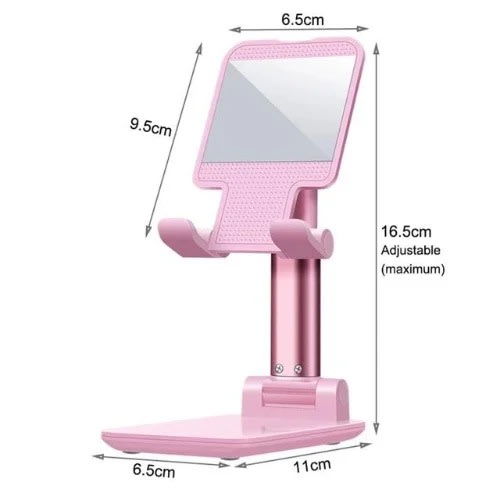 Foldable Desktop Mobile Phone Holder Stand - Pink