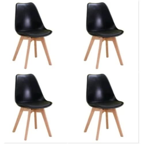 Restaurant Wooden Leg Dining Chairs - Set Of 4