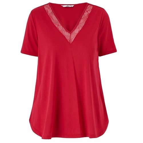 Ellos Women Lace Top  - Red