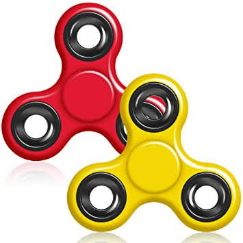 Pack of 2 Fidget Hand Spinner Stress Reducer Decompression Gyro - Red & Yellow