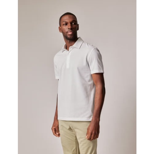 White Mercerised Pique Polo Shirt - Short Sleeve