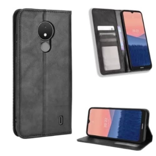 Leather Flip Cover Case For Nokia C21 - Black