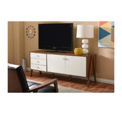 Sideboard Storage Cabinet, Walnut Brown/white