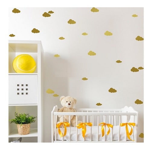 13pcs Diy Cloud Vinyl Decals Children's Wall Sticker-Gold