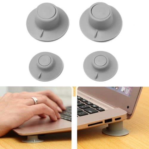 Laptop Stand Heat Reduction Pad - 4 Pcs - Grey
