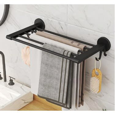 4 Rails Towel Rack Hanger - Black