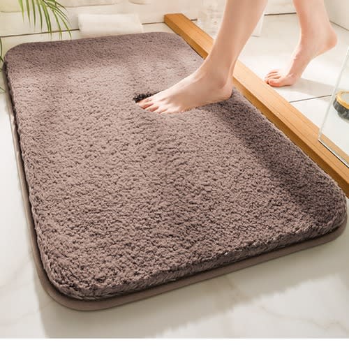 Anti Slip Bathroom Door Rug - Brown