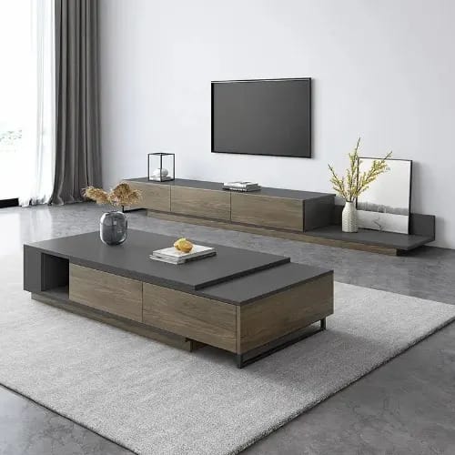 Living Room Retractable Coffee Table With TV Stand