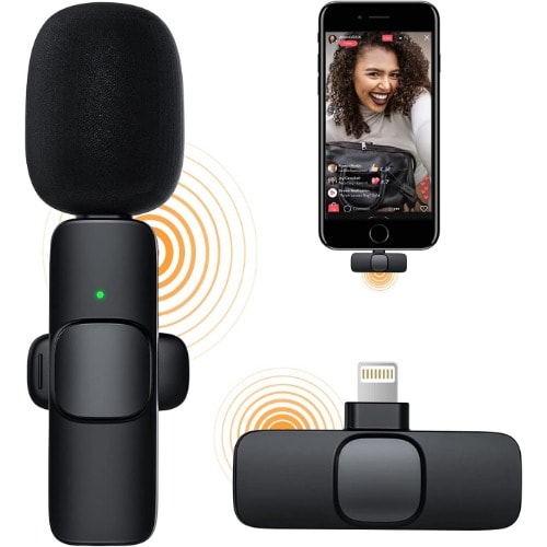 Wireless Microphone For iPhone, iPad - Plug And Play Wireless Lapel Mic - Auto-syncs