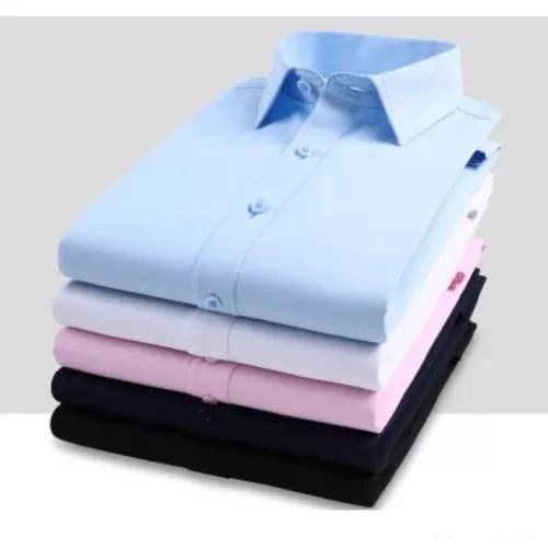 Set Of 5 Pure Corporate Long Sleeve Shirts- Black, Navy Blue, Pink, White, Sky Blue