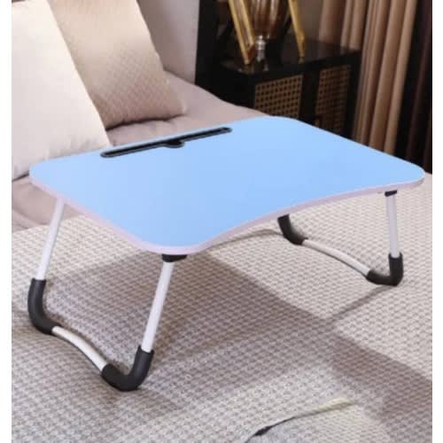 Foldable Laptop Table With Cup And Tablet Holder- Multi Colour