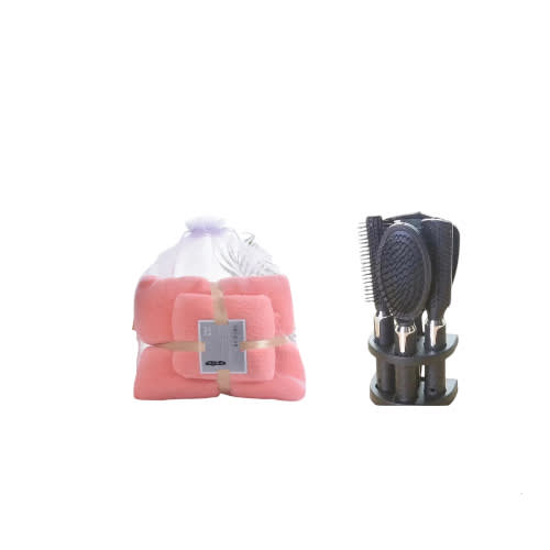 2 In 1 Absorbent Towels  + 5 Pieces Hair Brush