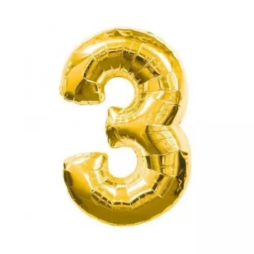 Metallic Foil Number 3 Balloon For Party -32"