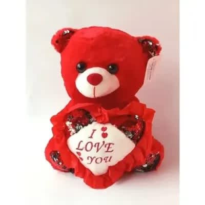 A&s Teddy Bear With Heart - 25cm - Red