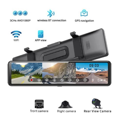 Dual Lens 10inch 4K Full Color Dashcam IPS Touchscreen Night Vision Wifi Adas BSD G-sensor