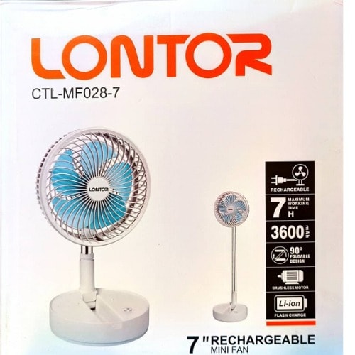 Rechargeable Retractable Fan - 7''