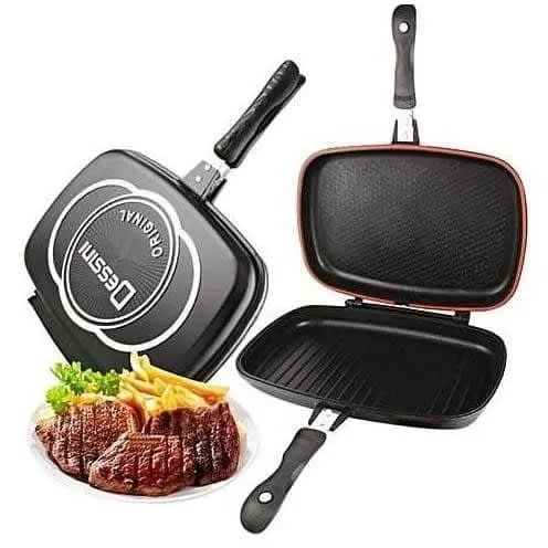 Aluminum Double Grill Non-stick Pressure Pan 44cm